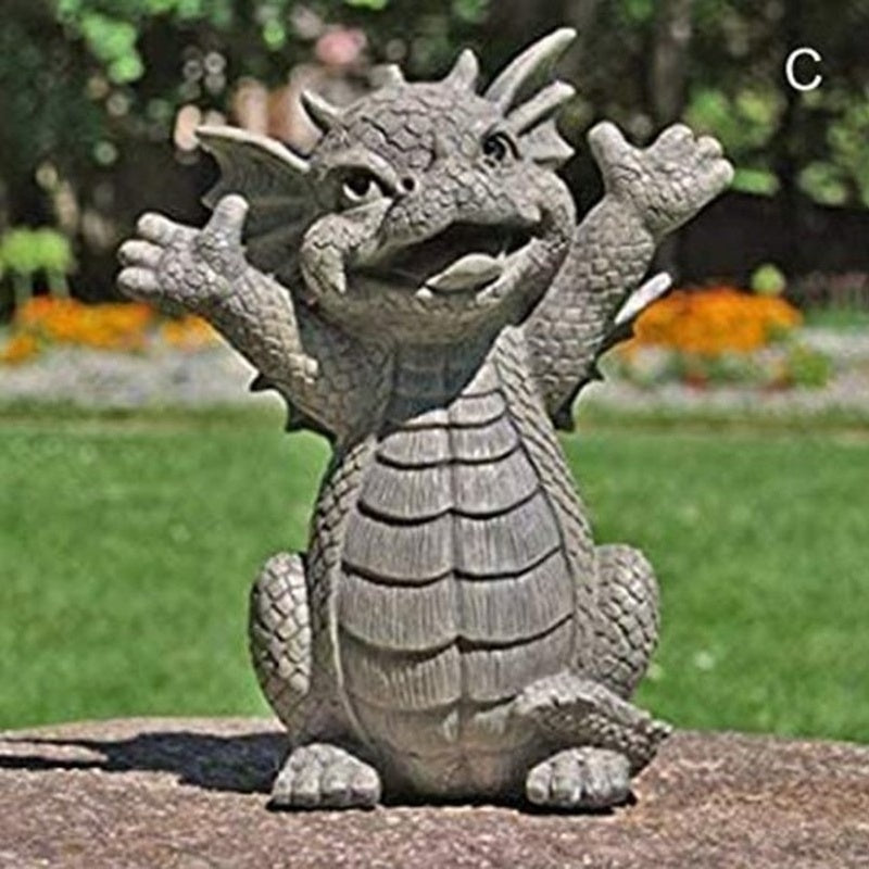 Dragon Meditated Resin Garden Statue Yard Art Decoration