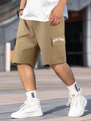 Smiling Face Pattern Cargo Shorts Men s Casual Pocket Waist Drawstring