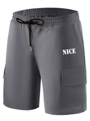 Smiling Face Pattern Cargo Shorts Men s Casual Pocket Waist Drawstring
