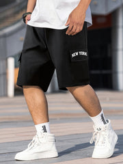 Smiling Face Pattern Cargo Shorts Men s Casual Pocket Waist Drawstring