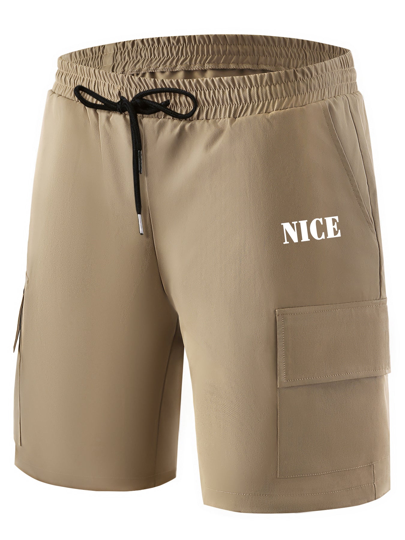 Smiling Face Pattern Cargo Shorts Men s Casual Pocket Waist Drawstring