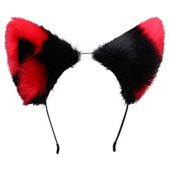 Black & Pink Fox Ear Hair Hoop Plush Headwear for Live Photo Props
