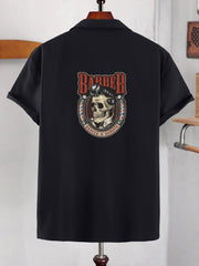 Skateboarding Panda Print Men's Short Sleeve Shirt for Summer Vacation