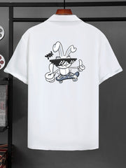 Skateboarding Panda Print Men's Short Sleeve Shirt for Summer Vacation