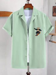 Skateboarding Panda Print Men's Short Sleeve Shirt for Summer Vacation
