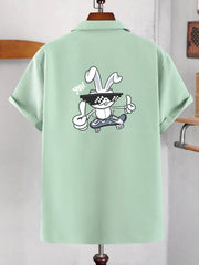 Skateboarding Panda Print Men's Short Sleeve Shirt for Summer Vacation