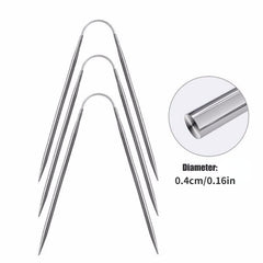3pcs Stainless Steel Flexible Knitting Needles
