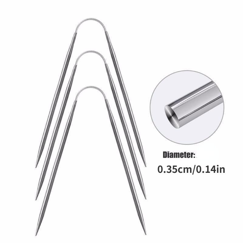 3pcs Stainless Steel Flexible Knitting Needles