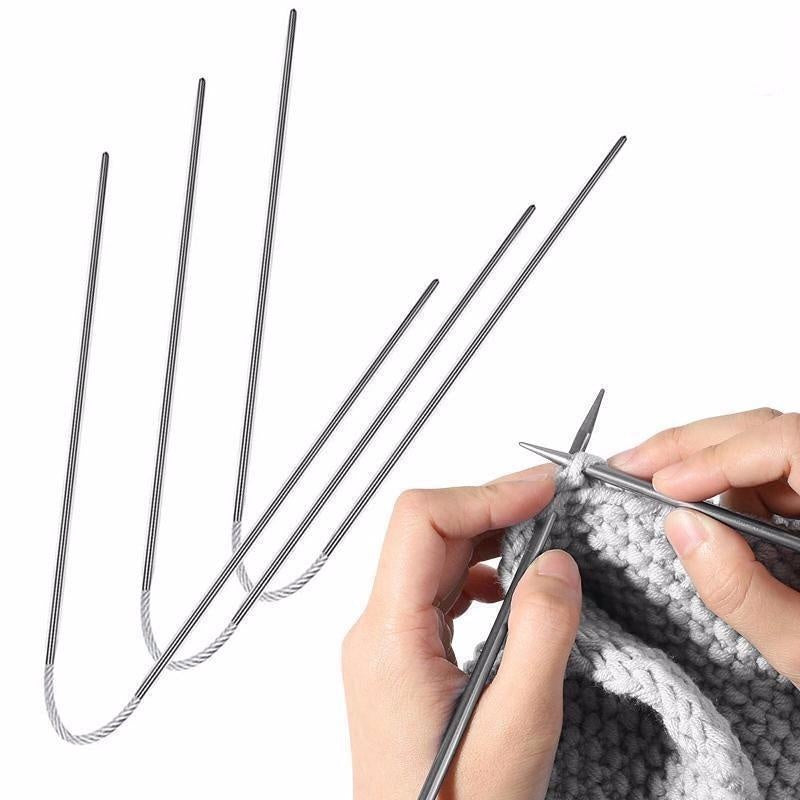3pcs Stainless Steel Flexible Knitting Needles