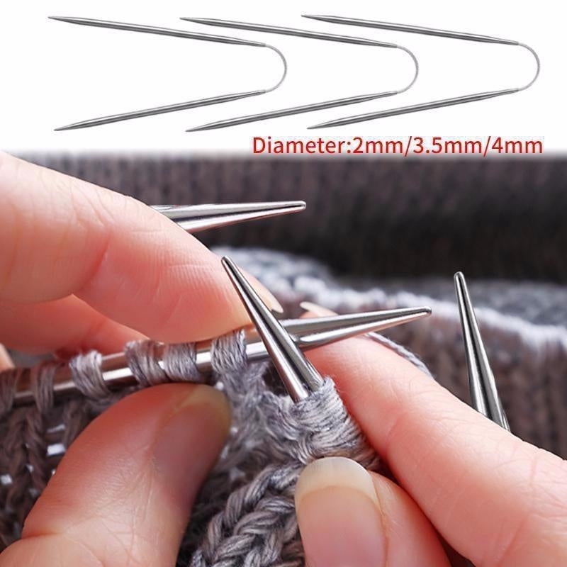 3pcs Stainless Steel Flexible Knitting Needles