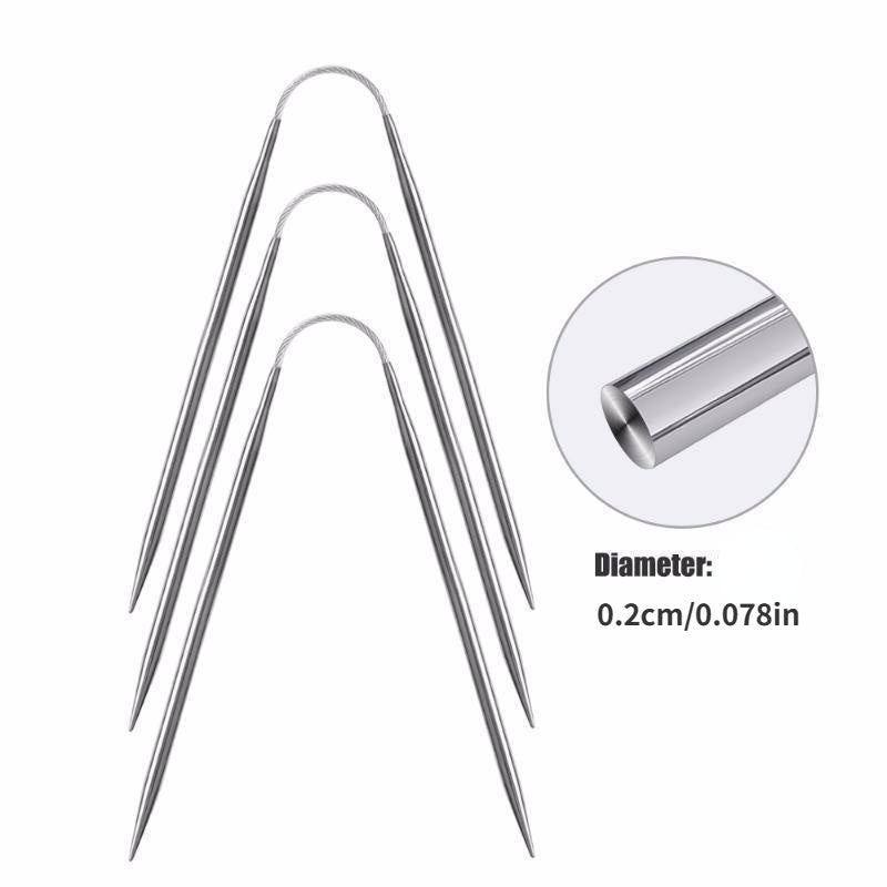3pcs Stainless Steel Flexible Knitting Needles
