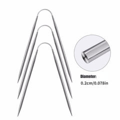 3pcs Stainless Steel Flexible Knitting Needles