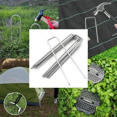 50pcs Galvanized Steel Garden Stakes 11 Gauge U Shaped Pins for Lawn Fabrics