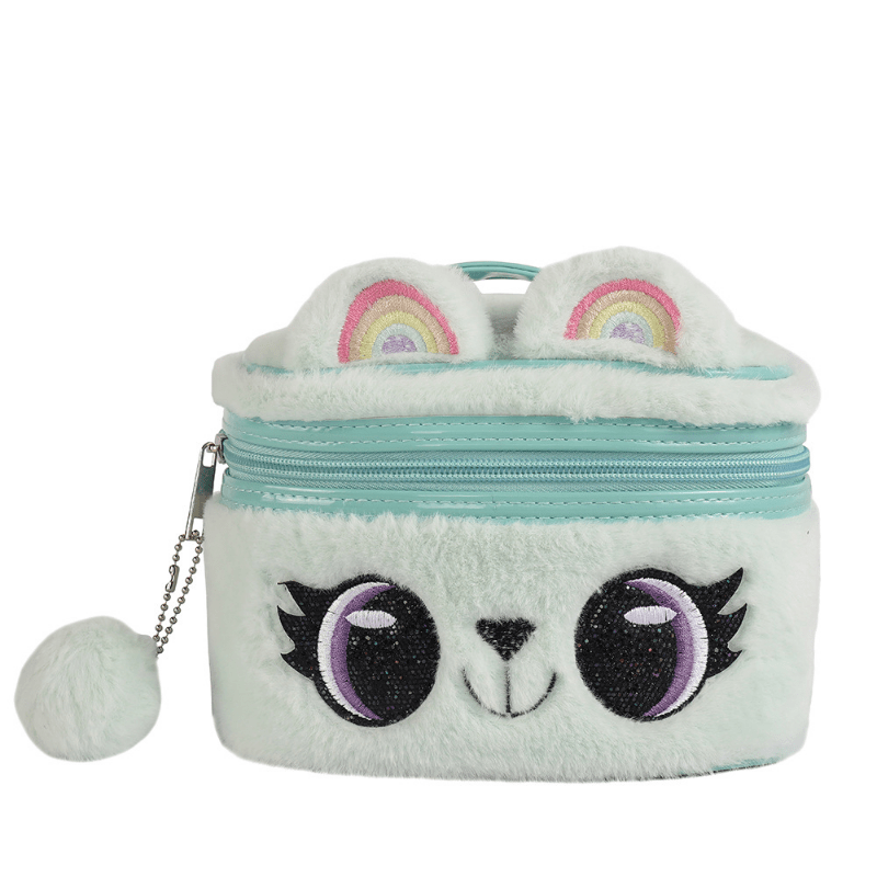 Girls Cartoon Plush Storage Bag Large Capacity Portable Cosmetic Travel Storage