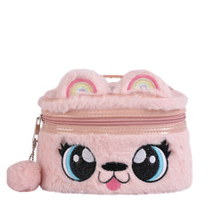 Girls Cartoon Plush Storage Bag Large Capacity Portable Cosmetic Travel Storage