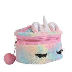 Girls Cartoon Plush Storage Bag Large Capacity Portable Cosmetic Travel Storage
