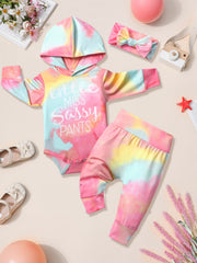 Newborn Baby Girl Tie Dye Long Sleeve Hoodie Jumpsuit Pants Set