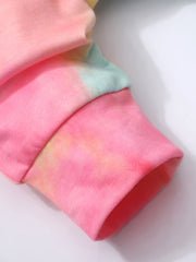 Newborn Baby Girl Tie Dye Long Sleeve Hoodie Jumpsuit Pants Set