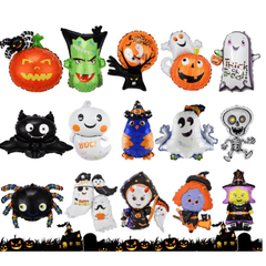 Halloween Party Balloons Yellow Pumpkin Ghost Spider Witch Bat Skeleton