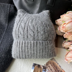 Women's Cat Ears Knit Beanie Hat for Winter Sports