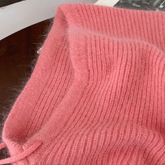 Fashionable Neck Cover And Windproof Plain Knit Beanie Hat