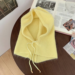 Fashionable Neck Cover And Windproof Plain Knit Beanie Hat