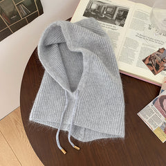 Fashionable Neck Cover And Windproof Plain Knit Beanie Hat
