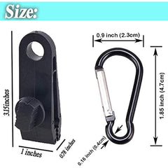 24pc Tarp Clips w/ Carabiner - Securely Locks Tarps