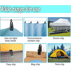 24pc Tarp Clips w/ Carabiner - Securely Locks Tarps