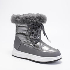 Women's Fur Lined Snow Boots Lace Up Platform Winter Outdoor Comfortable Boots
