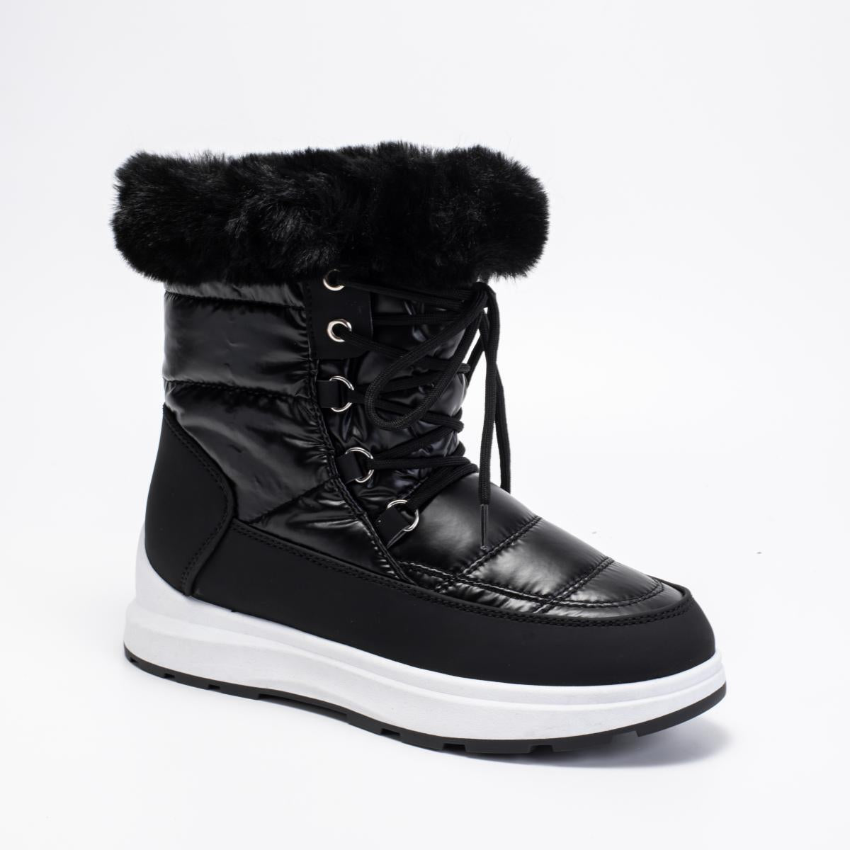Women's Fur Lined Snow Boots Lace Up Platform Winter Outdoor Comfortable Boots