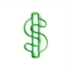 10pcs Green Dollar Paper Clips - Funny Special Shaped Clips