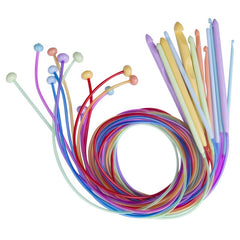12pcs Colorful Plastic Elastic Tube Crochet Hooks Weaving Needle