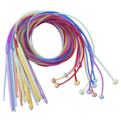 12pcs Colorful Plastic Elastic Tube Crochet Hooks Weaving Needle