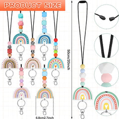 Teacher Rainbow Strap Silicone Bead Keychain For Girls
