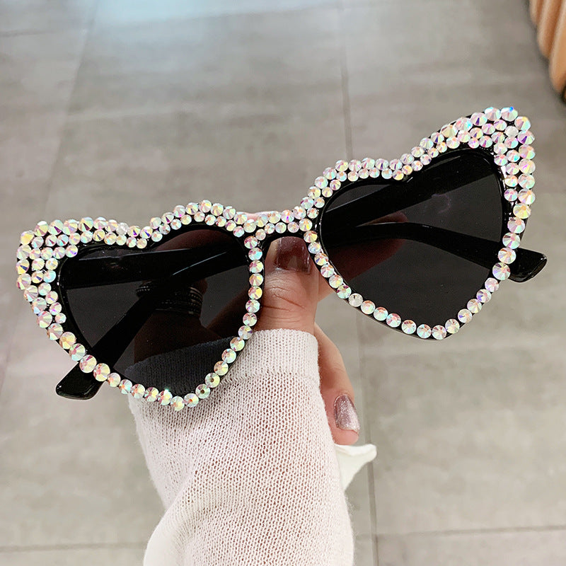 Heart Shaped Rhinestone Sunglasses for Women
