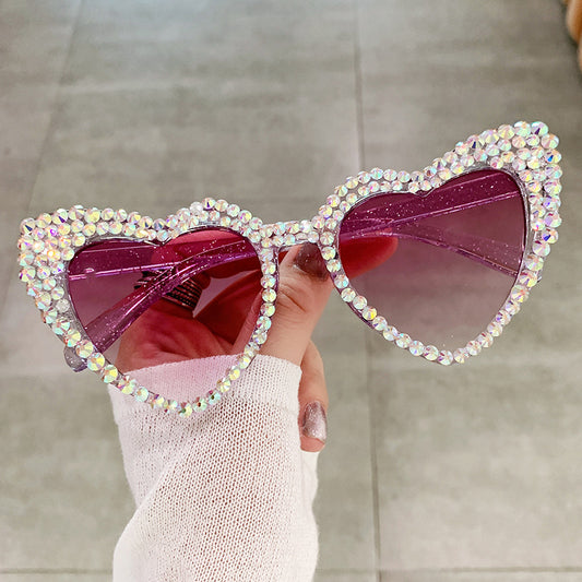 Heart Shaped Rhinestone Sunglasses for Women