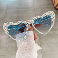 Heart Shaped Rhinestone Sunglasses for Women