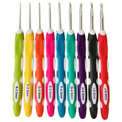 9pcs Crochet Hook Plastic Handle Aluminum Knitting Tool DIY Sweater Weave