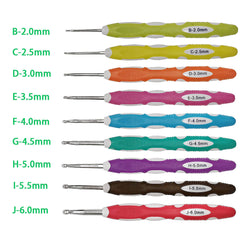 9pcs Crochet Hook Plastic Handle Aluminum Knitting Tool DIY Sweater Weave
