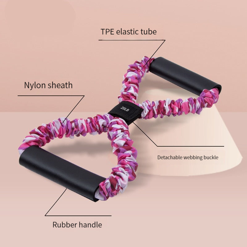 8 Shaped TPE Yoga Resistance Tension Rope Camouflage Stretching Belt