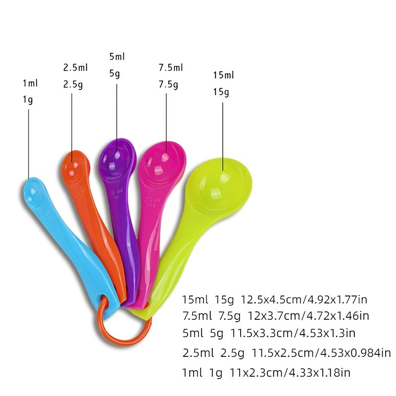 5pcs Plastic Measuring Spoons Set for Baking Kitchen Tools