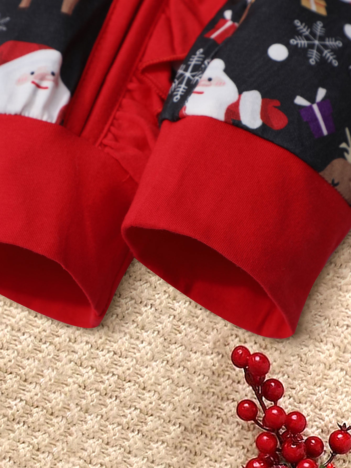 Cartoon Print Christmas Baby Girl Jumpsuit Set with Headband