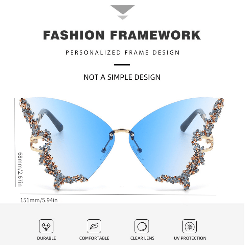 Butterfly Rhinestone Sunglasses for Women