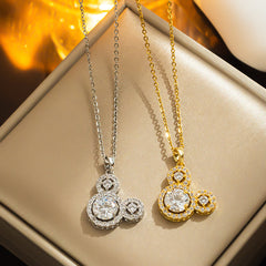 CZ Mouse Head Pendant Necklace Clavicle Chain Holiday Gift For Girls Kids