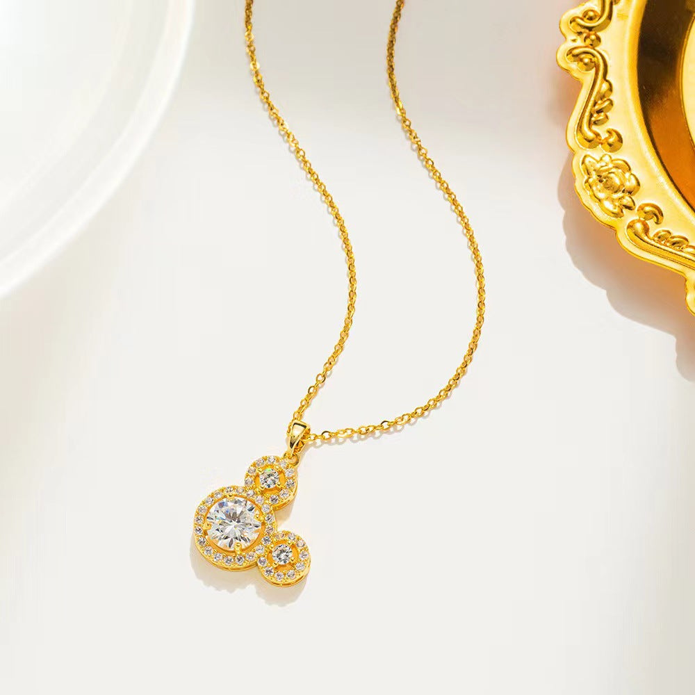 CZ Mouse Head Pendant Necklace Clavicle Chain Holiday Gift For Girls Kids