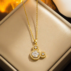 CZ Mouse Head Pendant Necklace Clavicle Chain Holiday Gift For Girls Kids