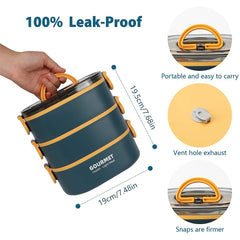3 Tier Lunch Box 2000ML Leakproof Bento Case Microwave Safe Food Container
