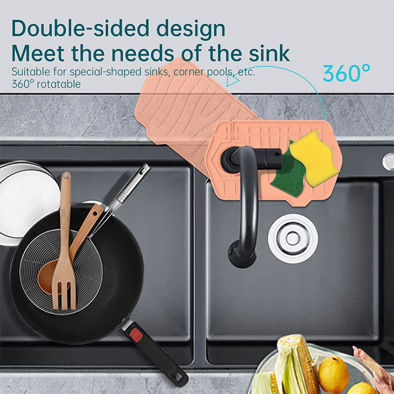 2pcs Silicone Sink Mats Faucet Self Draining Kitchen Drying