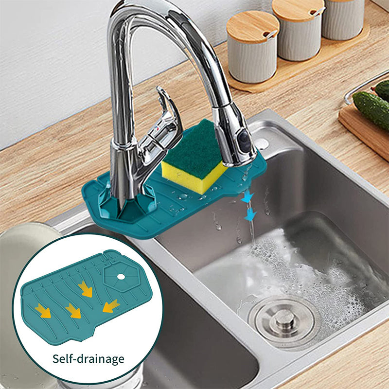 2pcs Silicone Sink Mats Faucet Self Draining Kitchen Drying